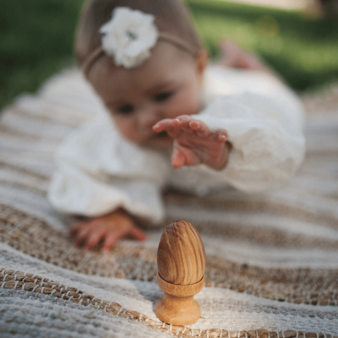 Montessori wooden egg and cup