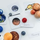 Montessori Solar System Set &mdash; Wooden Figures + 3-Part Cards 1071