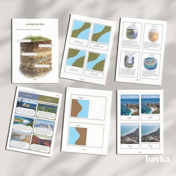 Montessori Learning Workbook &ldquo;Land and Water Forms&rdquo; (PDF)