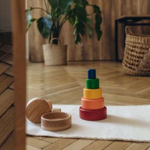 Чашки-пірамідка Веселка | Монтессорі матеріал