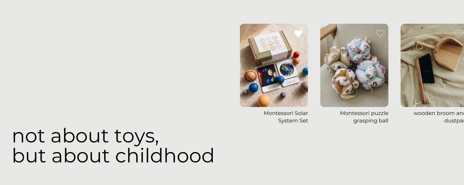 Montessori learning materials for home: wooden educational toys and practical life tools.