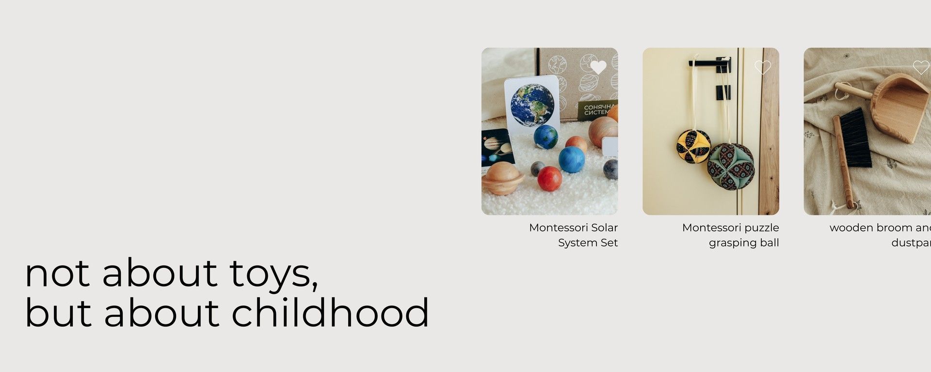 Montessori learning materials for home: wooden educational toys and practical life tools.