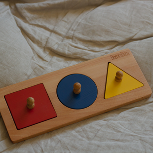 Montessori Wooden Three Geometric Shapes Knob Puzzles
